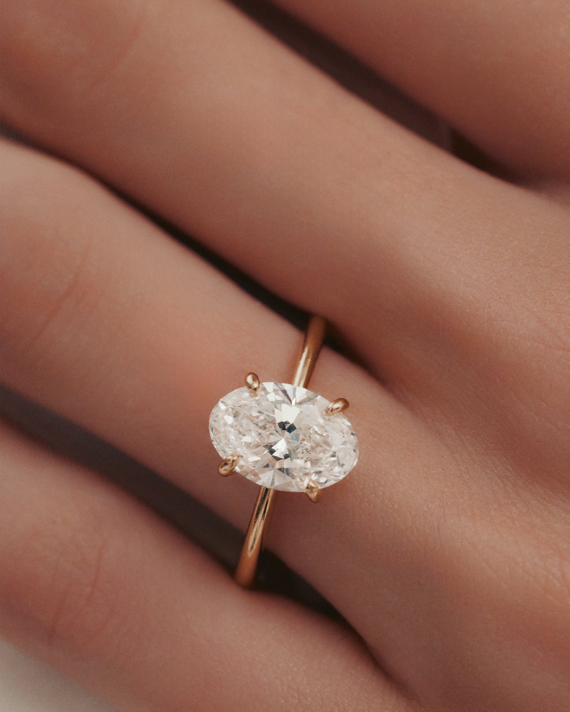 Marquise Shaped Three Stone Lab Grown Diamond Engagement Ring